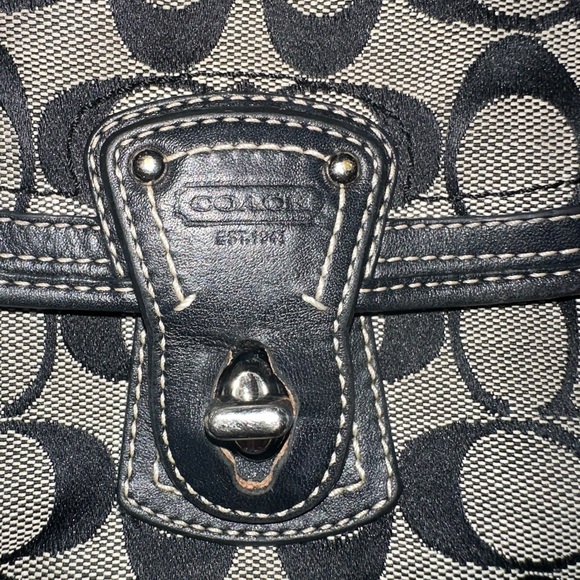 Coach Black and Gray Signature Wristlet - Picture 2 of 9